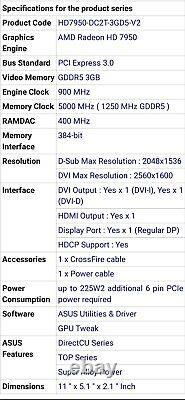 ASUS Refurbished HD7950-DC2T-3GD5-V2 AMD Radeon HD 384-Bit Graphics Card. R2S