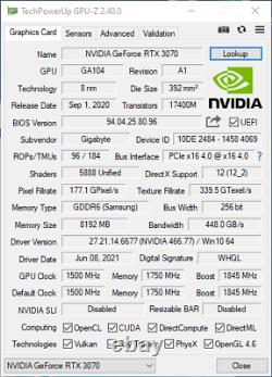 GIGABYTE GeForce RTX 3070 AORUS MASTER 8GB 8G 256-bit GDDR6 PCI-E 4.0 NVIDIA