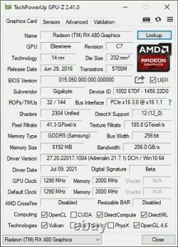 Gigabyte Radeon RX 480 GPU Graphics Card 8GB GDDR5 PCI Express 3.0 GV-RX480G1