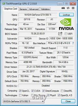 Lanxus NVIDIA Geforce GTX 550 Ti 4GB GDDR5 PCIe Graphics Card HDMI+VGA+DVI 128bi