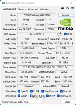 MSI GeForce GTX 1660 VENTUS XS OC 6GB 6G 192-bit GDDR5 PCI-E 3.0 NVIDIA