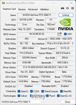 MSI GeForce RTX 3060 Ti GAMING X LHR 8GB 8G 256-bit GDDR6 PCI-E 4.0 NVIDIA
