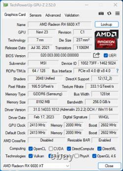 MSI Radeon RX 6600 XT MECH 2X OCV1 8GB 8G 128-bit GDDR6 PCI-E 4.0 AMD Video Card